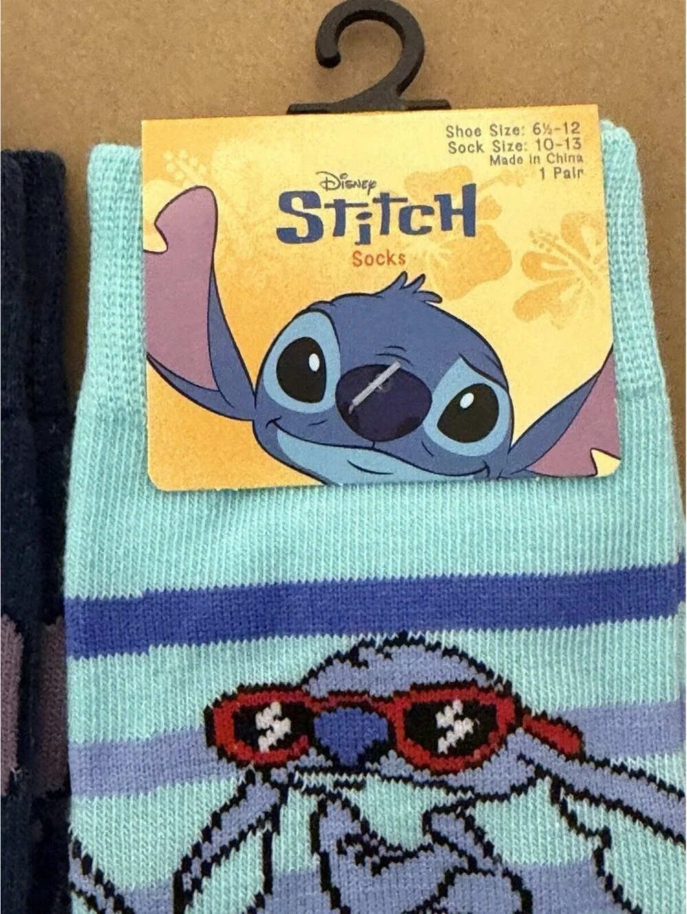 Disney Stitch Socks 2 Pairs Sock Size 10-13 Crew Socks